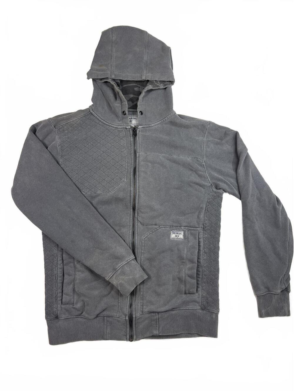 Vintage Y2K Billabong Gray Quilted Hoodie Sweatshirt Medium